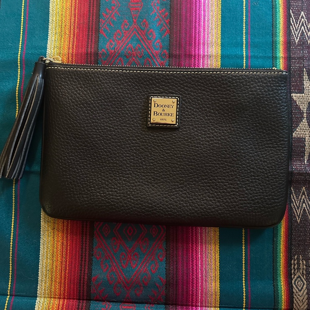 Dooney & Bourke Black Pebbled Leather Clutch